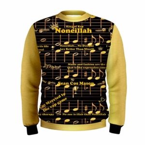 Noneillah Black and Gold Music Note Sweatshirt